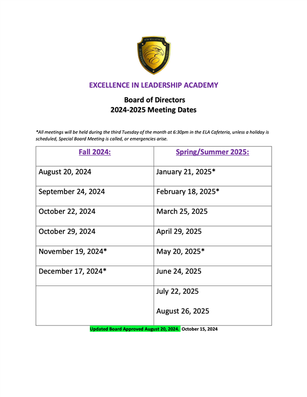 School Board Meeting Schedule 2024-2025